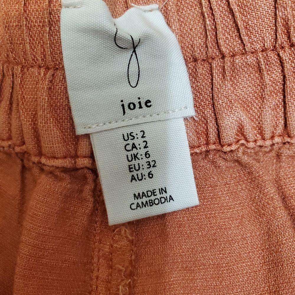 3/$30 Joie Women's Linen Rust Cargo Shorts Sz 2 NWOT - Picture 7 of 9